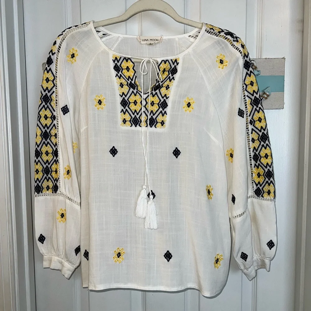 Luna Moon Anthropology Peasant Top Sz S - Picture 2 of 7